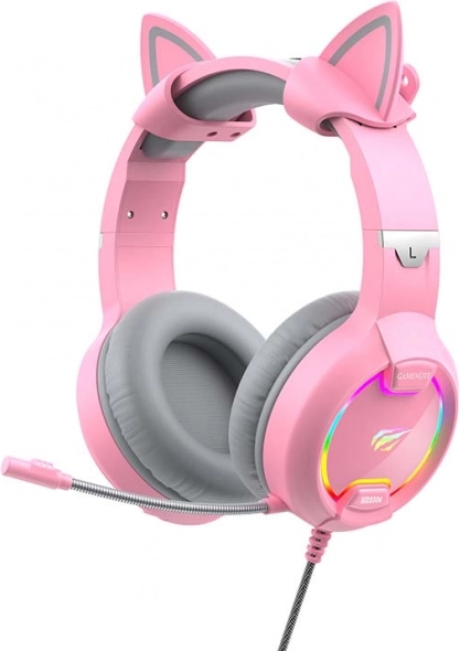 Gaming slušalice s mačjim ušima Havit Gamenote RGB ružičasta