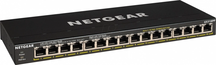NEUPRAVLJIVI GIGABITNI PREKIDAČ NETGEAR 16-PORT POE+ S FLEXPOE