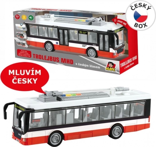 Trolejbus s češkim najavama i svjetlima na inerciju 28 cm