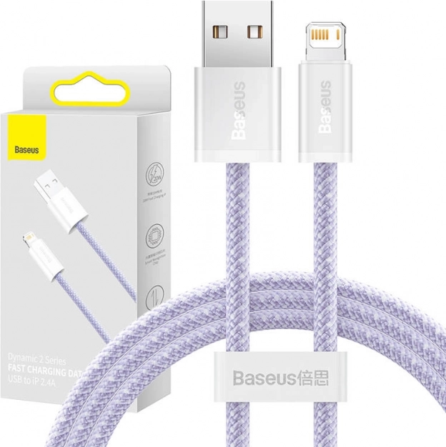 USB kabel Lightning Baseus Dynamic 2 2,4 A 1 m ljubičasti