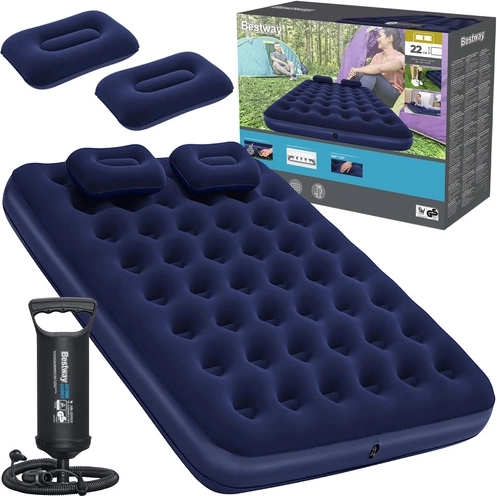 Bestway velur na napuhavanje madrac Queen 203 × 152 cm s pumpom i jastucima