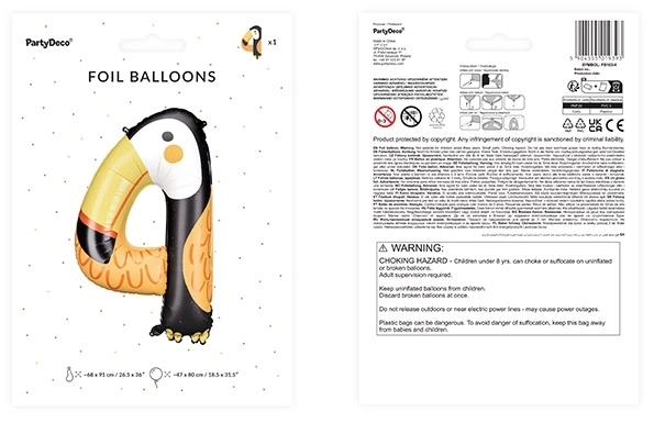 Balon od folije broj 4 - Tukan 68 x 91 cm