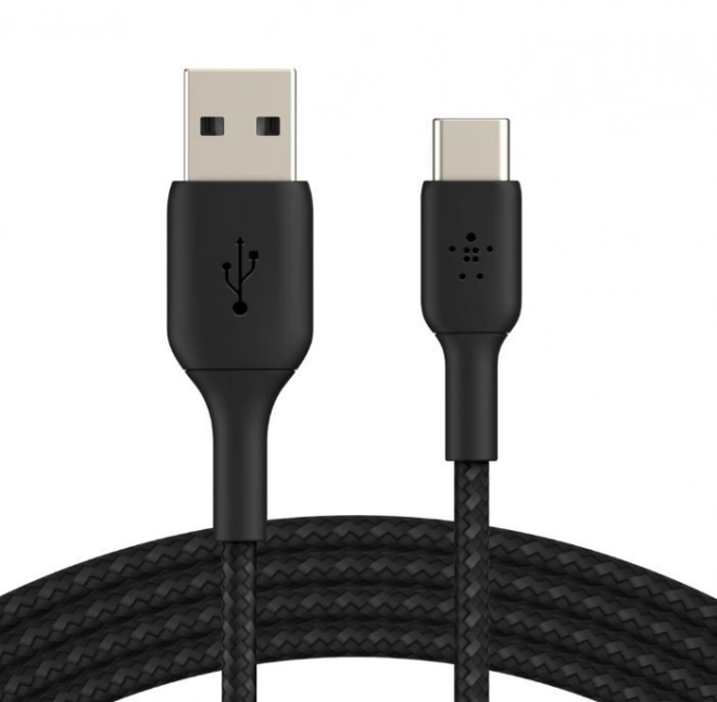 Pleteni kabel USB-C na USB-A 2m crni