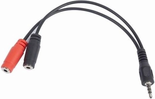 Adapter jack 4-pins (M) na 2× jack (F) 20 cm