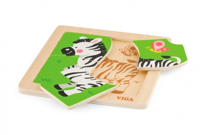 Drvene puzzle 4 dijela - zebra