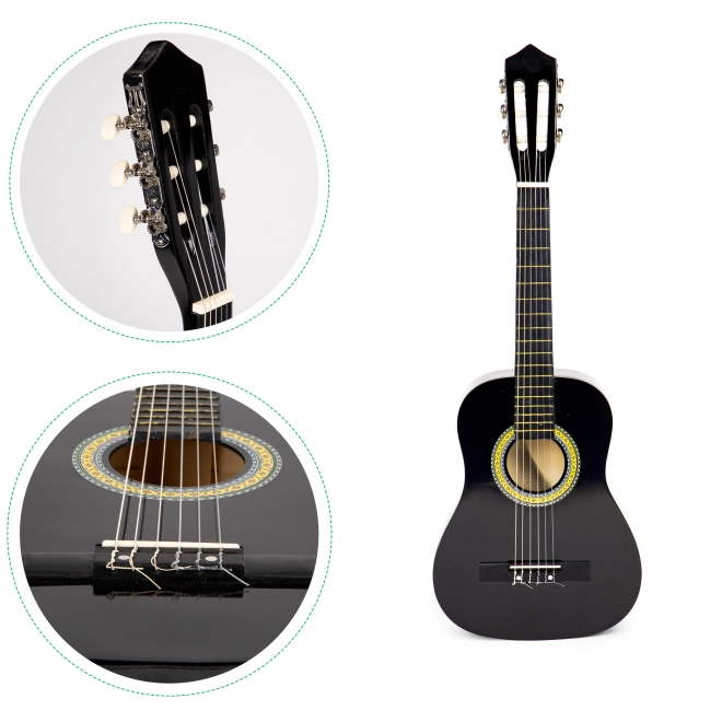 Velika dječja drvena gitara s 6 žica ECOTOYS – crna