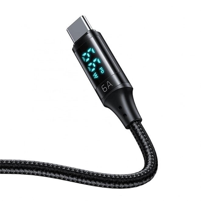 USB na USB-C Mcdodo CA-1080 s ekranom, 66W, 6A, 1,2 m (crna)