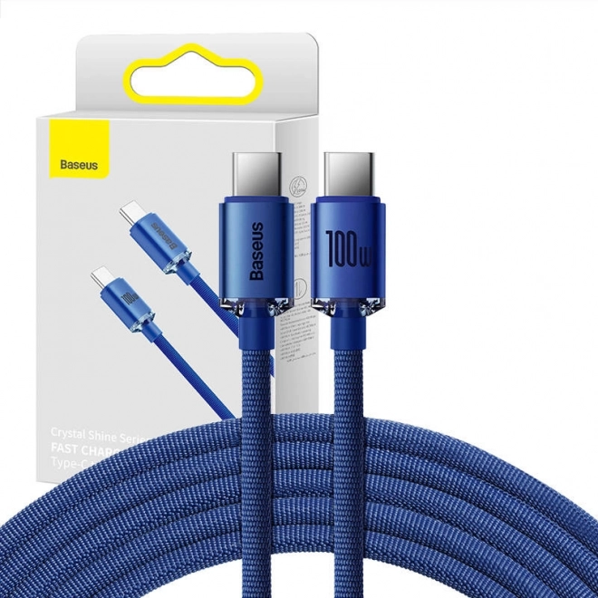 Baseus Crystal Shine kabel USB‑C na USB‑C 100 W, 1,2 m – Plava
