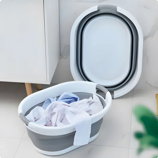 Sklopiva košara za rublje bijelo-siva 20 L od ModernHome