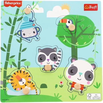 Drvena slagalica s umetkom FISHER-PRICE džungla, 5 dijelova