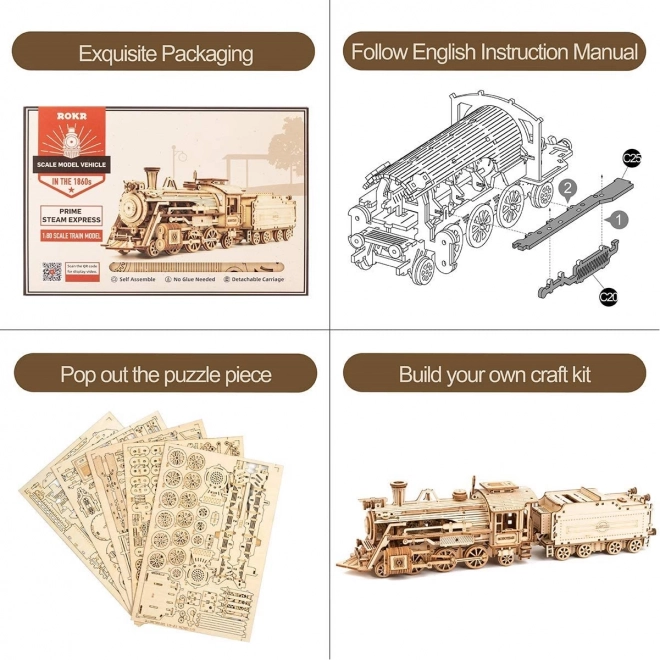 Lokomotiva - Parni Express - 3D drvene puzzle