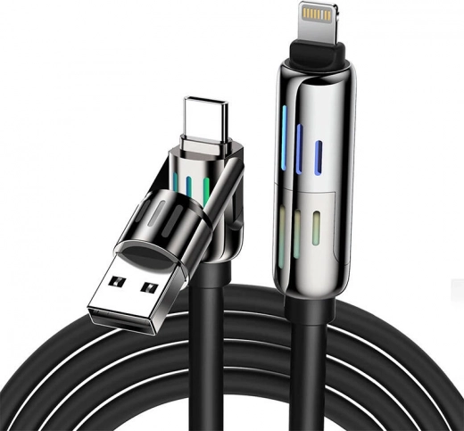 Višenamjenski 4u1 USB-C/USB-A na USB-C/Lightning kabel BlitzWolf 1,2m crni