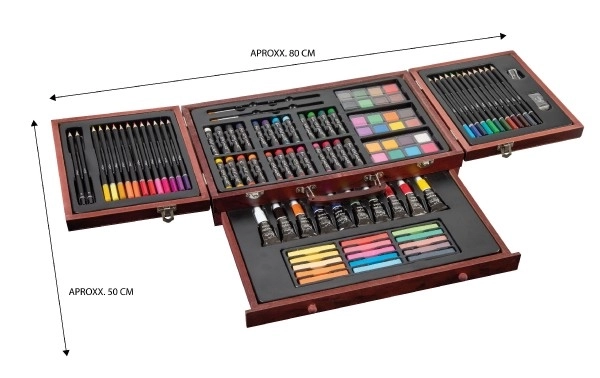 Set za slikanje - Art box kreativni set od 103 komada u drvenom kovčegu u kutiji 39x27x9 cm