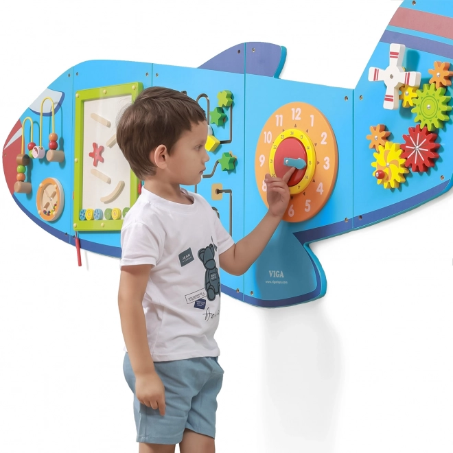 Drvena zidna senzorna ploča Avion VIGA Montessori