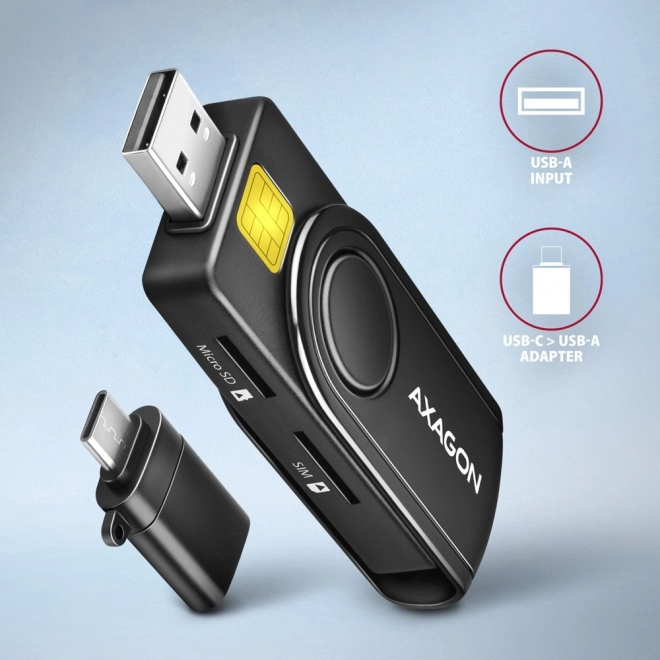 Džepni čitač kartica AXAGON za ID, SD, microSD i SIM kartice s USB-om