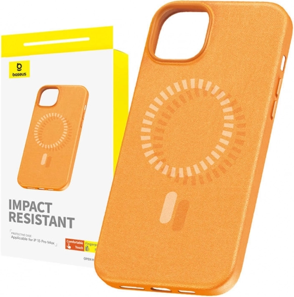 Magnetična futrola BASEUS Fauxther za iPhone 15 Pro Max, narančasta