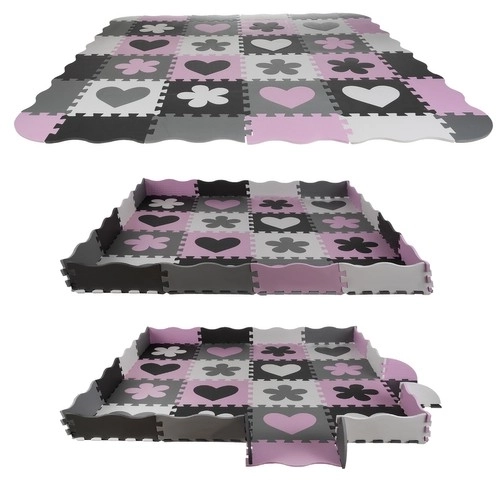 Kontrastne ružičaste pjenaste puzzle sa srčekima i cvjetićima