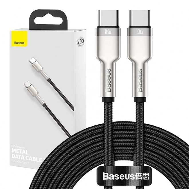 USB-C na USB-C kabel Baseus Cafule 100W, 2m crni