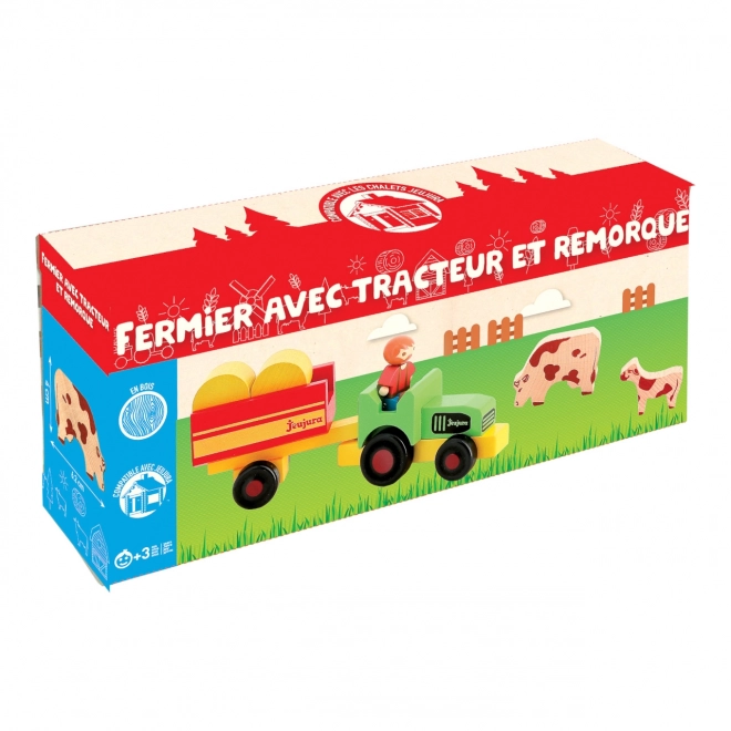 Jeujura drvene figurice farmer s traktorom