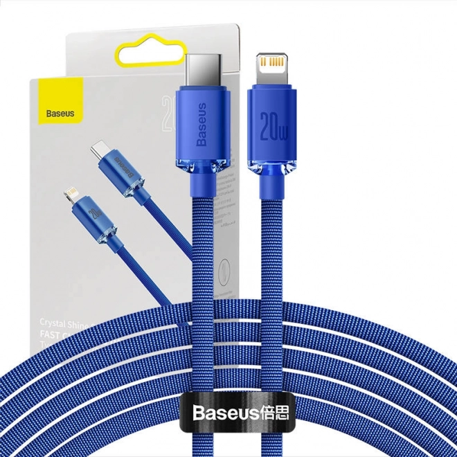 Baseus Crystal Shine kabel USB-C na Lightning 20W PD 2m plavi