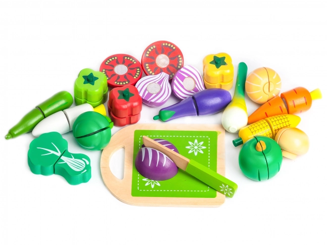 Drvena povrće za rezanje 20 kom Ecotoys