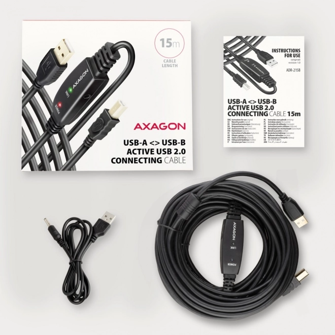 ADR-215B USB 2.0 A-M -> B-M aktivni povezni kabel/pojačalo 15 m