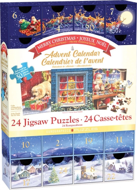 Adventni kalendar s puzzlama Eurographics 24 x 50 komada – Sretni Božić
