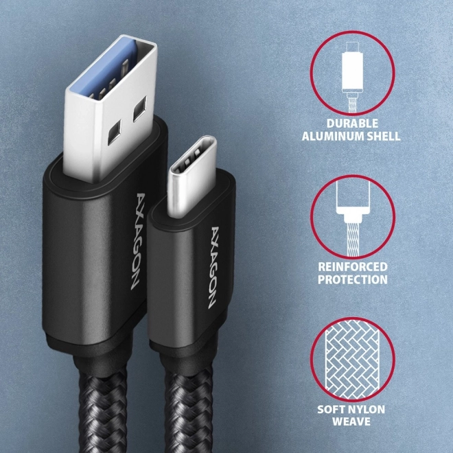 USB-C na USB-A kabel 1,5 m USB 3.2 Gen 1 3A ALU pletivo