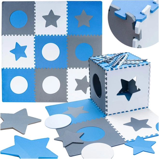 Pjenasta podloga puzzle za djecu sivo-plava 60 × 60 cm, 9 dijelova