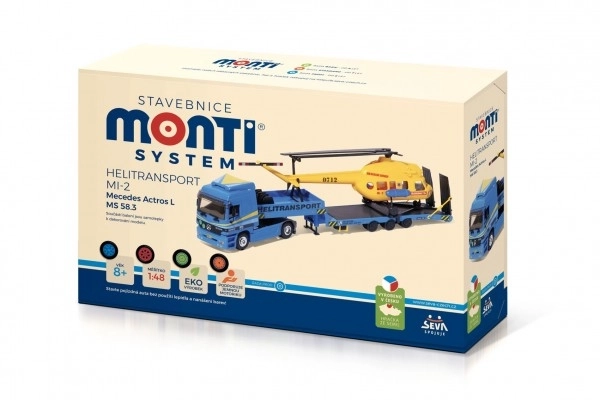 Građevinski set Monti System MS 58.3 Helitransport MI-2 Mercedes Actros L 1:48 u kutiji 31,5x21x8cm