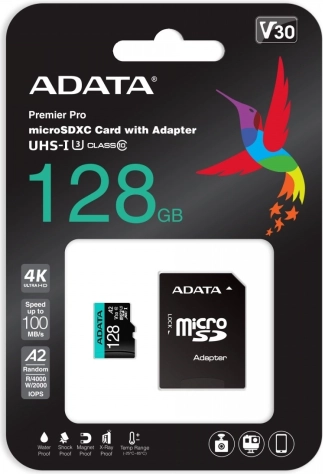 MicroSD memorijska kartica 128 GB UHS‑I U3 V30 A2 + adapter