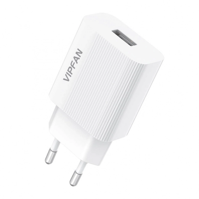 Zidni punjač VFAN E01, 1x USB, 2,4 A (bijela)