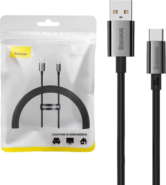 punjački i podatkovni kabel USB‑C BASEUS Superior s zaslonom 100 W 1,5 m crni