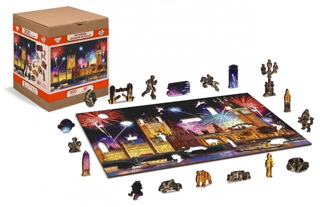 Drvene puzzle London noću s vatrometom
