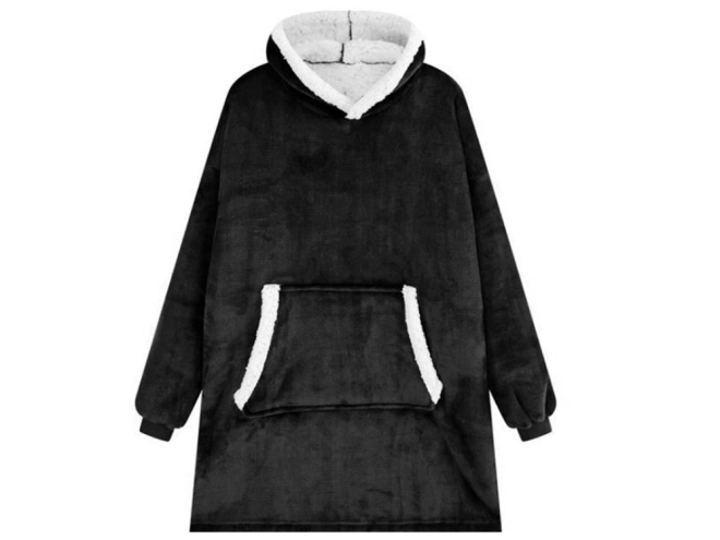 Topla oversize majica s kapuljačom i krznom