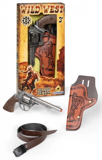 Metalni metalni revolver kaubojski s futrolom 8 metaka Gonher