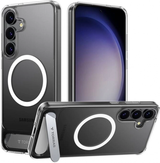 Magnetna prozirna futrola sa stalkom Torras Pstand za Samsung S25