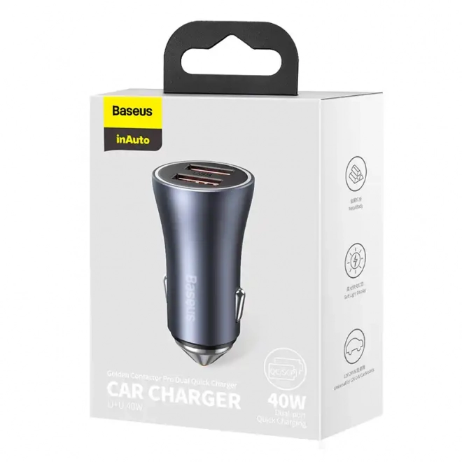 Baseus punjač za automobil 40W s dva USB porta