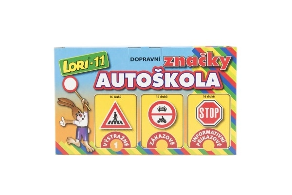 Konstrukcijski set LORI 11 Autoškola Prometni znakovi 16kom+2 čunja+auto plastika u kutiji 22x13x6cm