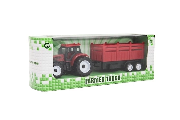 Traktor s prikolicom plastični 21cm slobodan hod 2 boje u kutiji 23x9x6cm