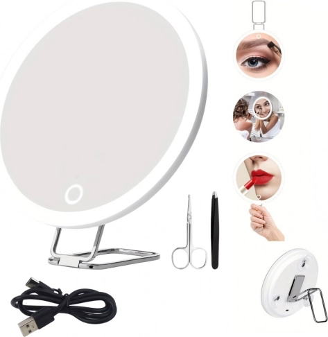 Povećavajuće make-up zrcalo 30× s LED osvjetljenjem i priborom