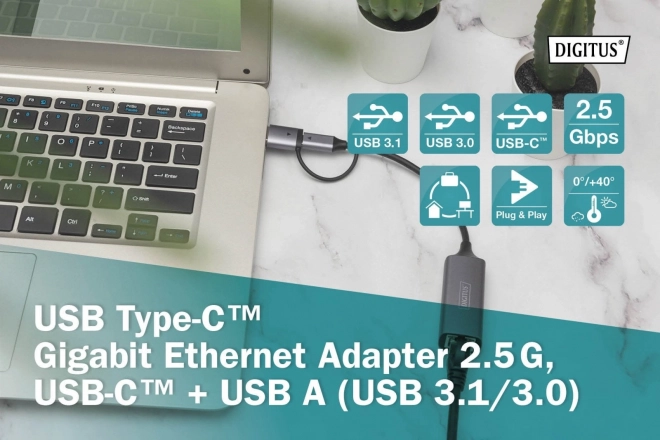 Digitus USB-C na USB-A adapter za RJ45 2.5 Gigabit Ethernet