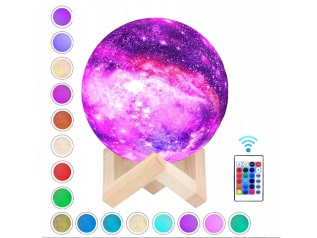 Noćna lampa GALAXY 3D s RGB osvjetljenjem u boji + daljinski upravljač