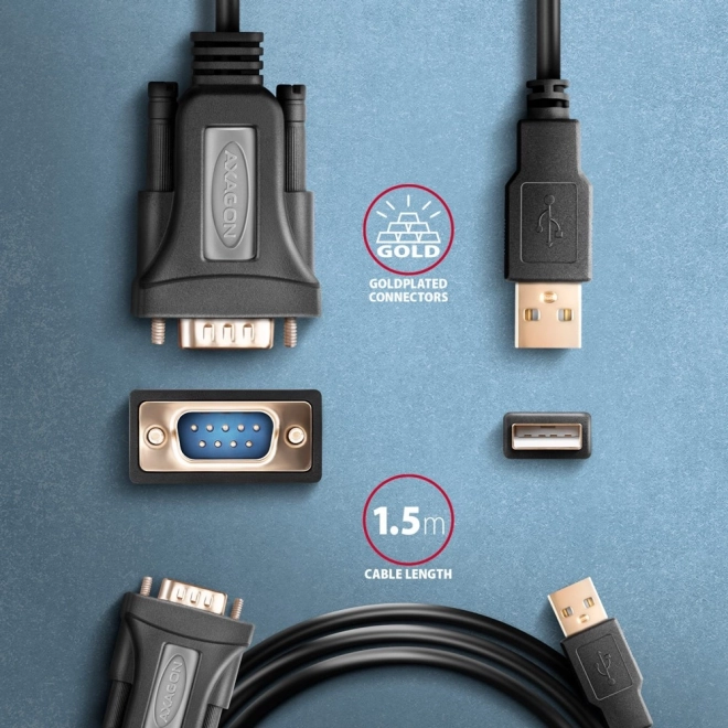 Adapter USB 2.0 na RS-232 sa serijskim portom, kabel 1,5m, čip FTDI