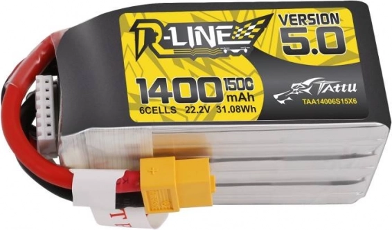 Tattu R-Line verzija 5.0 LiPo baterija 1400 mAh 22,2 V 150C 6S XT60