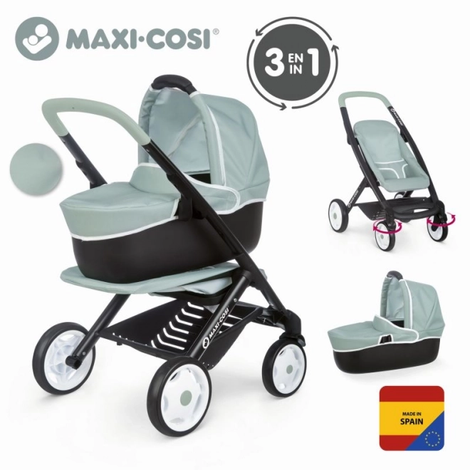 Kombinirani kolica Maxi Cosi za lutke zeleno-siva