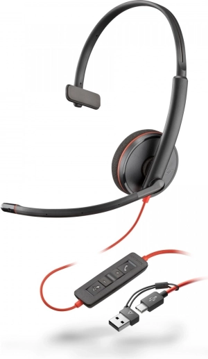 Jednostrana slušalica Poly Blackwire 3210 USB-C + USB-C/A