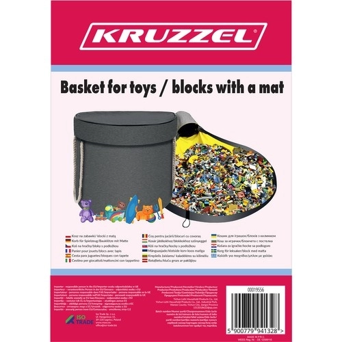 Sivi koš za igračke s podlogom