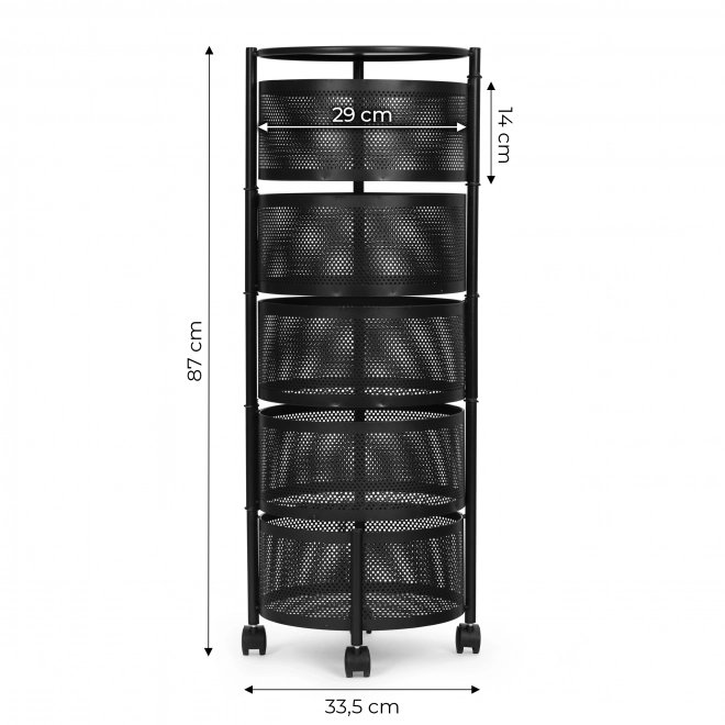Kuhinjski organizator polica s rotirajućim policama, 5 razina, metal, ModernHome