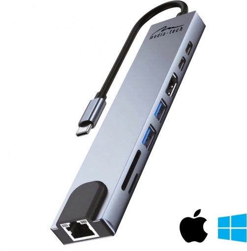 Dokovna stanica 8 u 1 s gigabitnim LAN-om i USB‑C PD